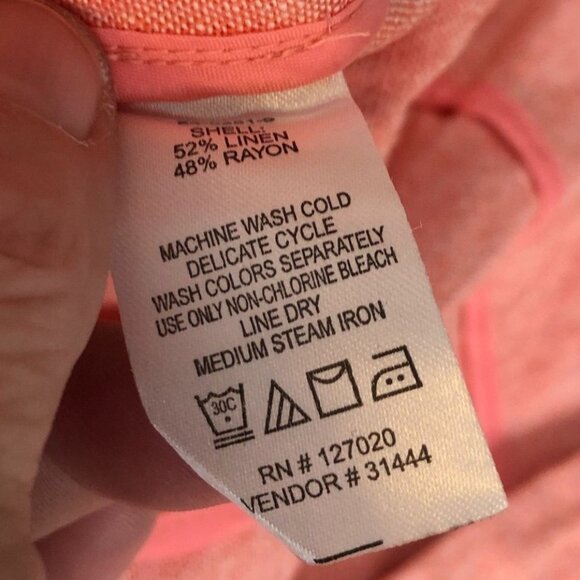 Chadwick's Women’s Blazer Jacket Size 12 Coral Linen Blend 3/4 Sleeve Preppy - Picture 6 of 8